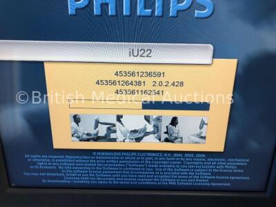 Philips iU22 Flat Screen Ultrasound Scanner Software Version 2.0.2.428 with Sony Digital Color Printer UP-D23MD and Footswitch (Powers Up Intermittent - 9