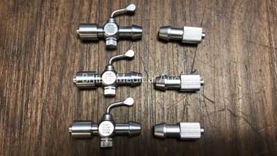 3 x Storz 27502 Connector Luer-Lock with Stopcock