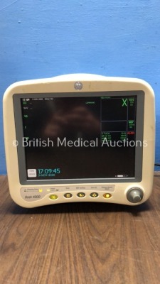 2 x GE Dash 4000 Patient Monitor Including ECG, NBP, CO2, BP1, BP2, SpO2 and Temp/co Options with 3 x GE SM 201-6 Batteries (Both Power Up) - 2