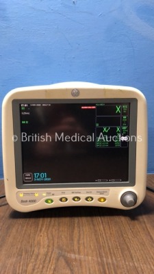 2 x GE Dash 4000 Patient Monitor Including ECG, NBP, CO2, BP1, BP2, SpO2 and Temp/co Options with 3 x GE SM 201-6 Batteries (Both Power Up) - 4