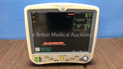 GE Dash 5000 Patient Monitor Including ECG, NBP, CO2, BP1, BP2, SpO2 and Temp/co Options with 2 x GE SM 201-6 Batteries (Powers Up)