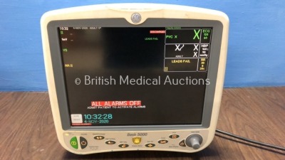 GE Dash 5000 Patient Monitor Including ECG, NBP, CO2, BP1, BP2, SpO2 and Temp/co Options (Powers Up)