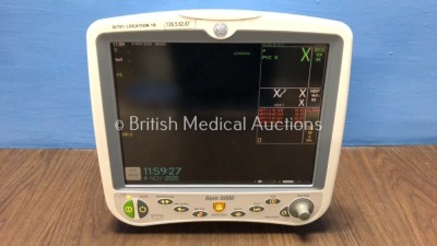 GE Dash 5000 Patient Monitor Including ECG, NBP, CO2, BP1, BP2, SpO2 and Temp/co Options with 2 x GE SM 201-6 Batteries (Powers Up with Cracked Casing