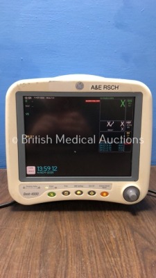 2 x GE Dash 4000 Patient Monitors Including ECG, NBP, CO2, BP1, BP2, SpO2 and Temp/co Options with 1 x GE SM 201-6 Battery (Both Power Up) - 5