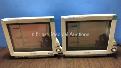 2 x Philips IntelliVue MP70 Patient Monitors S/W Rev A.20.46 / A.20.46 *Mfd 2002* (Both Power Up in French Display Language)