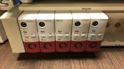 8 x Philips M8048A Module Racks with 2 x CCO/CO Modules, 3 x Intellibridge EC10 Modules, 2 x Temp Modules, 5 x Press Modules and 6 x M3081 Connection - 2