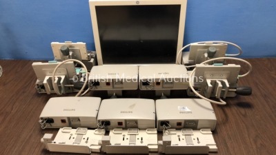 Mixed Lot Including 9 x Philips M8023A Modules and 1 x GE CDA19 Patient Monitor