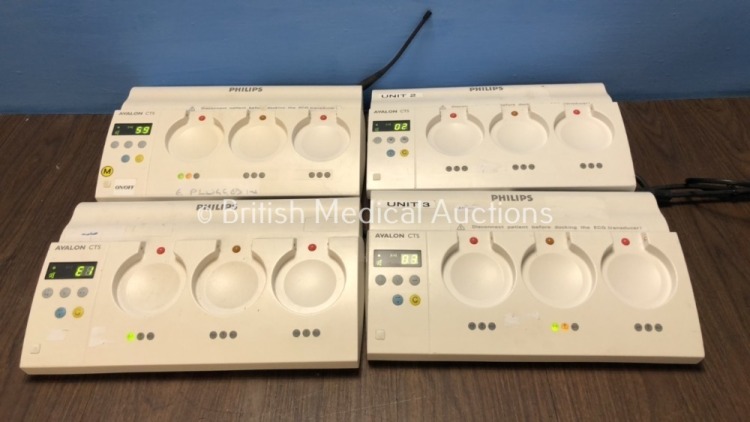4 x Philips Avalon CTS Fetal Transducer Systems (All Power Up, 1 with Error)