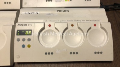 4 x Philips Avalon CTS Fetal Transducer Systems (All Power Up, 1 with Error) - 2