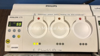4 x Philips Avalon CTS Fetal Transducer Systems (All Power Up, 1 with Error) - 4