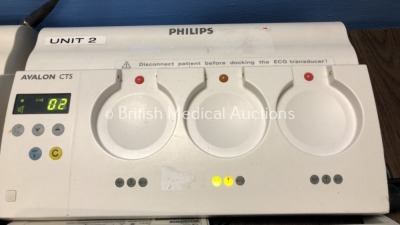 4 x Philips Avalon CTS Fetal Transducer Systems (All Power Up, 1 with Error) - 5