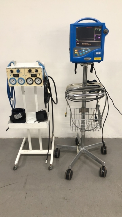 1 x GE Dinamap Pro 1000 Patient Monitor on Stand with ECG,NIBP and SpO2 Options,1 x BP Hose,1 x 3-Lead ECG Lead and 1 x Anetic Aid Ltd APT MK 3 Tourni