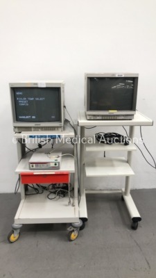 1 x Stack Trolley with Sony HR Trinitron Monitor and Pentax Endo Vision 3000 Camera Control Unit and 1 x Stack Trolley with Panasonic Colour Monitor M