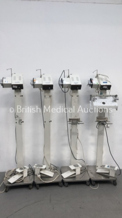 4 x Aesculap GA-140 Electrosurgical Unit on Stands with 4 x Aesculap GA-148 Footswitches