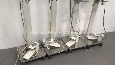 4 x Aesculap GA-140 Electrosurgical Unit on Stands with 4 x Aesculap GA-148 Footswitches - 4