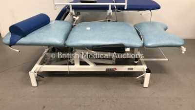 1 x Medi-Plinth 3-Way Electric Patient Examination Couch with Controller and Arm Rests and 1 x Bristol Maid 3-Way Electric Patient Examination Couch w - 2