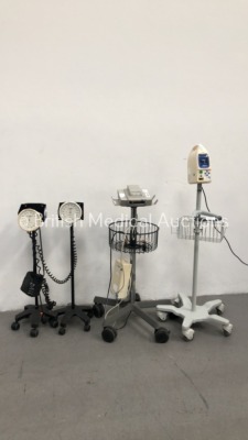 Mixed Lot Including 2 x Accoson BP Meters on Stands,1 x Drager Module Attachment on Stand and 1 x Fukuda Denshi PetiTelemo Patient Monitor on Stand wi