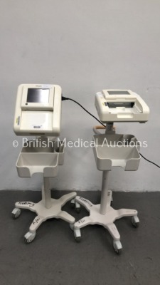 2 x Philips Avalon FM20 Fetal Monitors on Stands (1 x Powers Up,1 x Powers Up with Blank Screen 1 x Missing Printer Panel-See Photo) * SN DE53020690 /