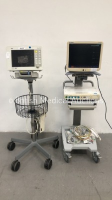 1 x Drager Infinity Delta Patient Monitor on Stand with HemoMed 1,NBP,Aux/Hemo 3 and MultiMed Options and 1 x Fukuda Denshi DS-7300 Dynascope Patient