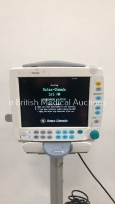 Datex-Ohmeda S/5 FM Patient Monitor Type F-FMW-00 on Stand with 1 x Datex-Ohmeda E-PSM-00 Module with NIBP,T1,T2,SpO2 and ECG Options (Powers Up-Sligh - 2