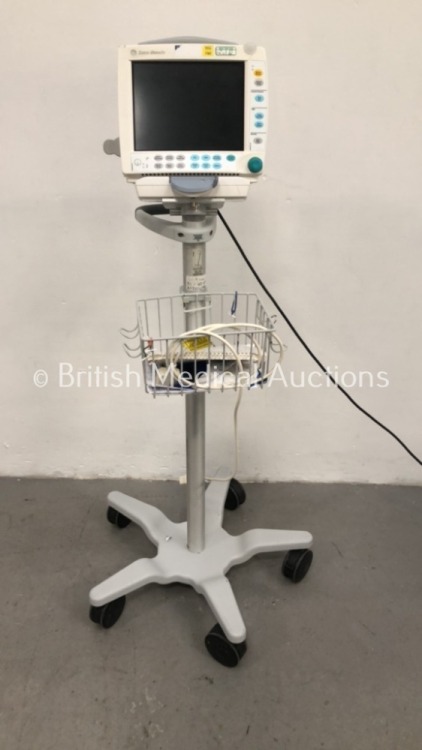 Datex-Ohmeda Patient Monitor Type F-FMW-00 on Stand with 1 x Datex-Ohmeda E-PSM-00 Module with NIBP,T1,T2,SpO2 and ECG Options (Draws Power-Flashing L