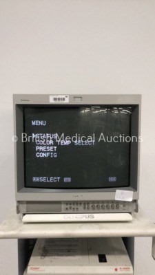 Olympus Stack Trolley Including Sony Trinitron Monitor,Stryker Endoscopy Q-5000 Light Source Unit,Stryker Endoscopy High Flow Insufflator and Stryker - 2