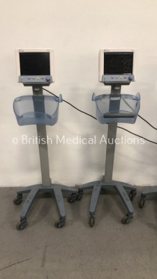 2 x Datascope Trio Patient Monitors on Stands with SpO2,T1,ECG and NIBP Options and 2 x Datascope Duo Patient Monitors on Stands with NIBP and SpO2 Op - 2