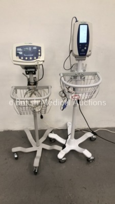 1 x Welch Allyn Spot Vital Signs Monitor on Stand with 1 x SpO2 Finger Sensor and Power Supply and 1 x Welch Allyn 53N00 Patient Monitor on Stand with