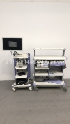 2 x Olympus Stack Trolley Including Olympus OEV261H LCD Monitor,Olympus Evis Lucera CV-260SL Digital Processor,Olympus MAJ-1154 Pigtail Connector,Olym