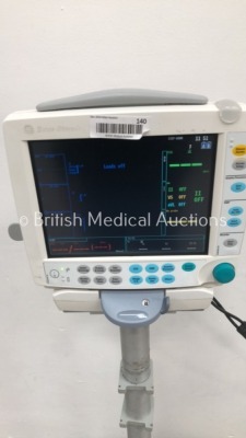 Datex-Ohmeda S/5 FM F-FMW-00 Patient Monitor on Stand with 1 x E-PSM-00 Module with NIBP,T1,T2,SpO2 and ECG Options (Powers Up) * SN 6591023 / 6487748 - 3