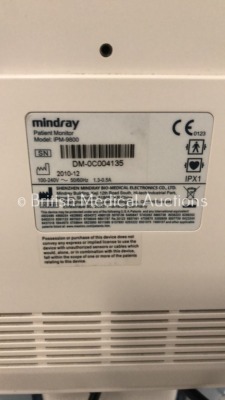 Mindray iPM-9800 Patient Monitor on Stand with SPO2, T1, T2, ECG and NIBP Options, SPO2 Finger Sensor, BP Hose and Cuff (Powers Up) *S/N DM-0C004135* - 5