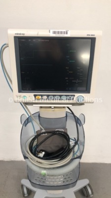 Mindray iPM-9800 Patient Monitor on Stand with SPO2, T1, T2, ECG and NIBP Options, SPO2 Finger Sensor, BP Hose and Cuff (Powers Up - Missing 1 x Wheel - 2