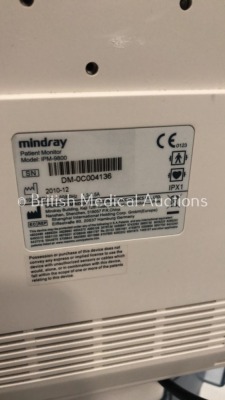 Mindray iPM-9800 Patient Monitor on Stand with SPO2, T1, T2, ECG and NIBP Options, SPO2 Finger Sensor, BP Hose and Cuff (Powers Up - Missing 1 x Wheel - 4