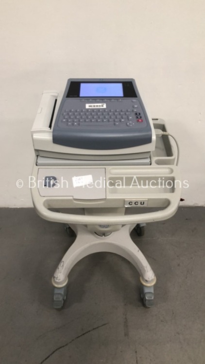 GE MAC 1600 ECG Machine Software Version 1.0.4 on Stand with 10 Lead ECG Leads (Powers Up) *S/N SDE08420107NA*
