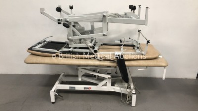 1 x Plinth 2000 Electric Therapy Couch with Controller (Damage to Controller and Cushion) and 1 x Medi Plinth Electric Patient Examination Couch with