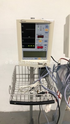 2 x Datascope Accutorr Plus Patient Monitors on Stands with 2 x BP Hose and 1 x SpO2 Finger Sensor (Both Power Up) * Asset No FS 0093522 / FS 0093262 - 2