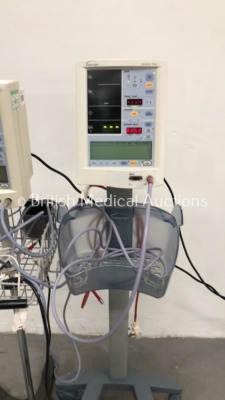 2 x Datascope Accutorr Plus Patient Monitors on Stands with 2 x BP Hose and 1 x SpO2 Finger Sensor (Both Power Up) * Asset No FS 0093522 / FS 0093262 - 3