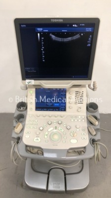 Toshiba Aplio 500 Flat Screen Ultrasound Scanner Model TUS-A500 Software Version V3.00*R002 with 3 x Transducers/Probes (1 x PVT-375BT * Mfd 2013 *,1 - 2