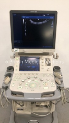 Toshiba Aplio 500 Flat Screen Ultrasound Scanner Model TUS-A500 Software Version V3.00*R002 with 3 x Transducers/Probes (1 x PVT-375BT * Mfd 2013 *,1 - 3