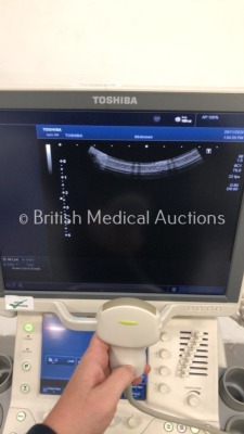 Toshiba Aplio 500 Flat Screen Ultrasound Scanner Model TUS-A500 Software Version V3.00*R002 with 3 x Transducers/Probes (1 x PVT-375BT * Mfd 2013 *,1 - 8