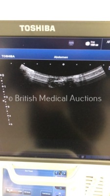 Toshiba Aplio 500 Flat Screen Ultrasound Scanner Model TUS-A500 Software Version V3.00*R002 with 3 x Transducers/Probes (1 x PVT-375BT * Mfd 2013 *,1 - 10