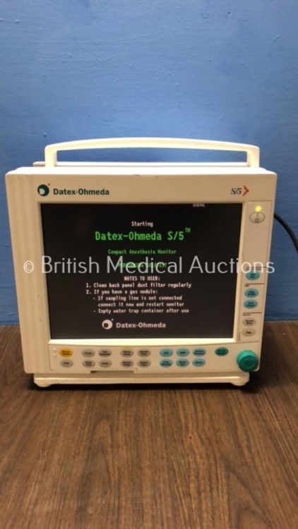 Datex Ohmeda S/5 Compact Anesthesia Monitor (Powers Up)