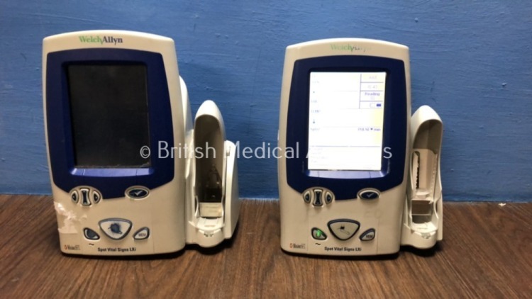 2 x Welch Allyn Spot Vital Signs LXi Patient Monitors (1 Powers Up, 1 No Power)