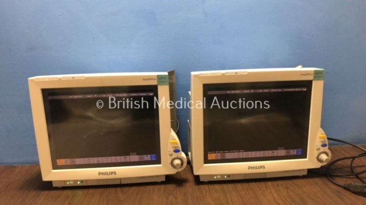 2 x Philips IntelliVue MP70 Anesthesia Monitors (Both Power Up with Damage-See Photos) *127076 / 127073*