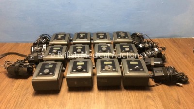 12 x Philips Respironics BiPAP S/T Units with 10 x AC Powers Supplies (All Power Up, 2 with ,Missing Dials-See Photos)