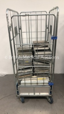 Cage of Metal Surgical Instrument Trays (Cage Not Included)