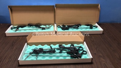 9 x Laparoscopic Instruments with 9 x Cables