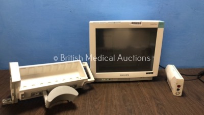 Job Lot Including 1 x Philips IntelliVue MP70 Touch Screen Monitor with 1 x Philips M8048A Module Rack and 1 x Philips M3001A Module Including ECG, Sp