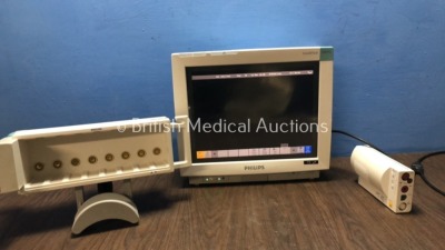 1 x Philips IntelliVue MP70 Touch Screen Monitor with 1 x Philips M8048A Module Rack and 1 x Philips M3001A Module Including ECG, Press, Temp, SpO2 an