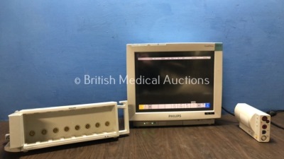 1 x Philips IntelliVue MP70 Touch Screen Monitor with 1 x Philips M8048A Module Rack and 1 x Philips M3001A Module Including ECG, Press, Temp, SpO2 an